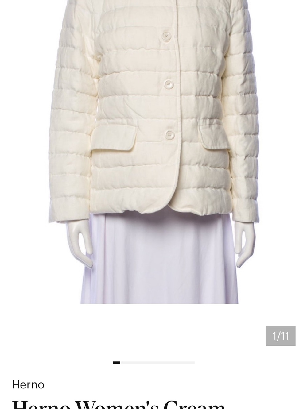 Herno Cream Quilted Button-Front Puffer Jacket